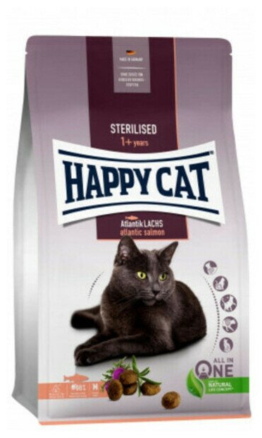 Happy cat Sterilised корм для взрослых кастрированных кошек и котов, с атлантическим лососем - фотография № 18