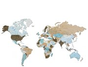 Карта мира настенная, iStolarka, Цвет номер 5, размер 140х80 см, язык наименований русский, Карта мира из дерева , Декор на стену