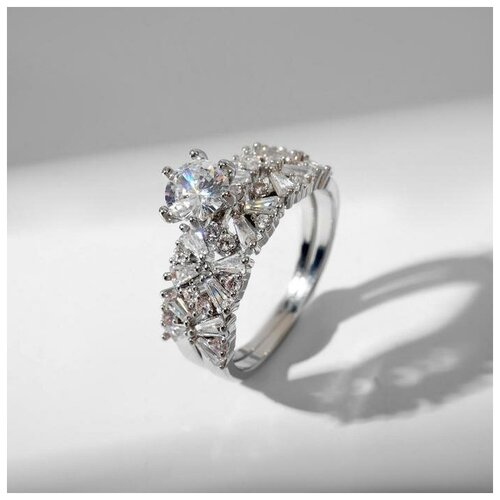 фото Кольцо "сокровище" волшебный кристалл, цвет белый в серебре, размер 19 qwen