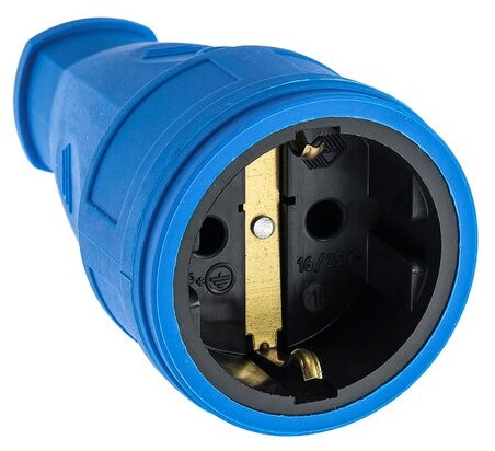фото Розетка переносная 16-005, 16 А, 250 В, IP20, с з/к, без заглушки, каучук, синяя 4652077