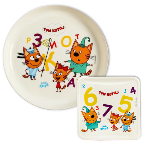 фото Набор детской посуды три кота 450 мл / тарелка ланч- бокс три кота little angel