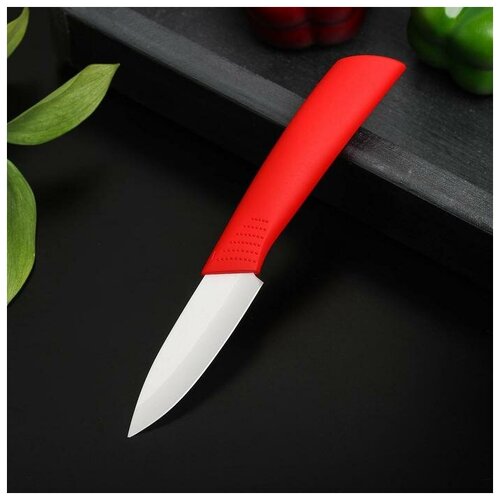 Нож керамический «Симпл», лезвие 8 см, ручка soft touch, цвет красный