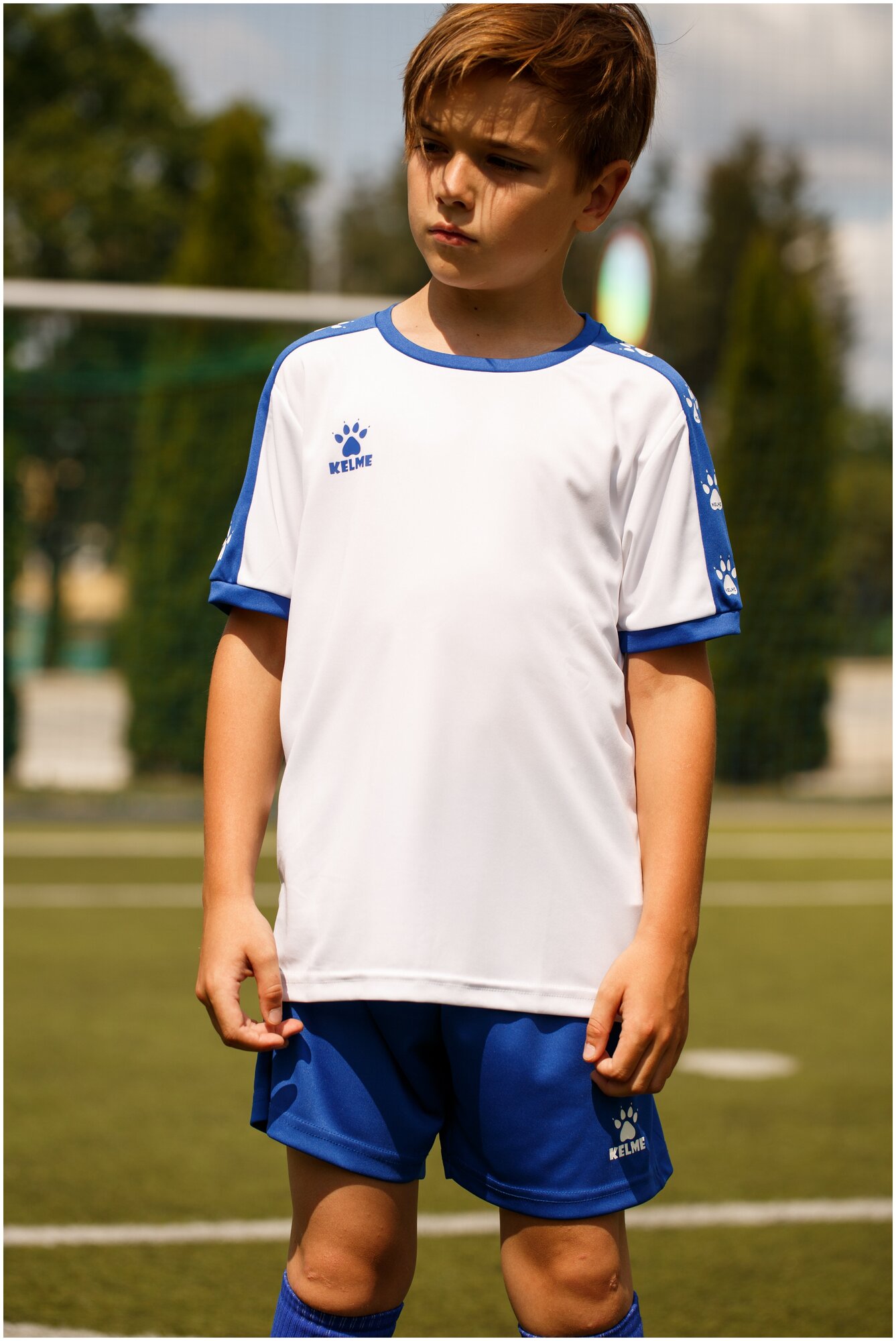 Футбольная форма детская Kelme Short Sleeve Football Set KID, белая, размер 120