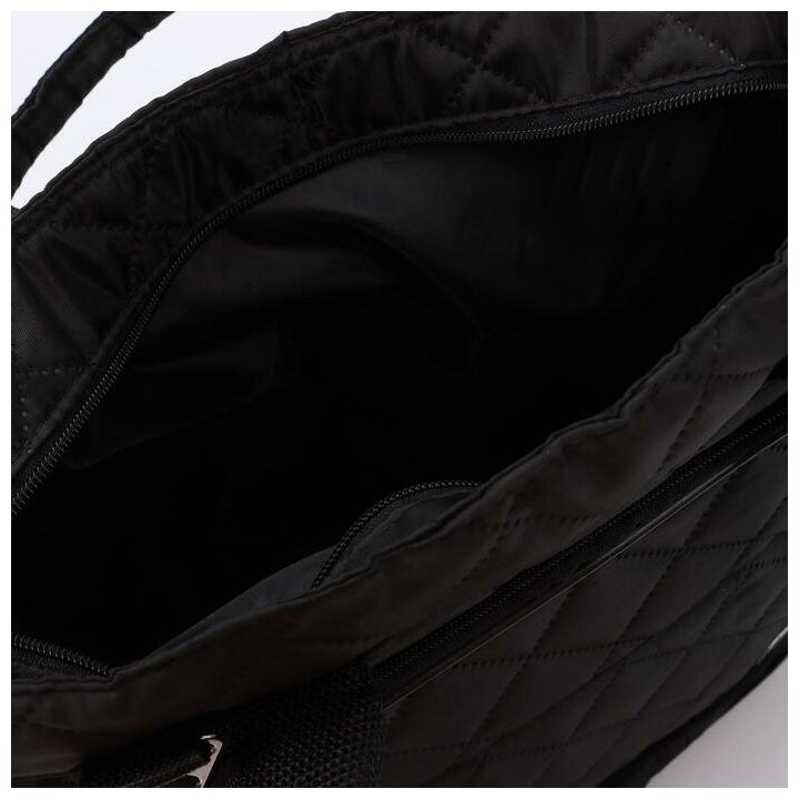 Сумка дорожная, отдел на молнии, с увеличением, наружный карман, длинный ремень, цвет чёрный - фотография № 4