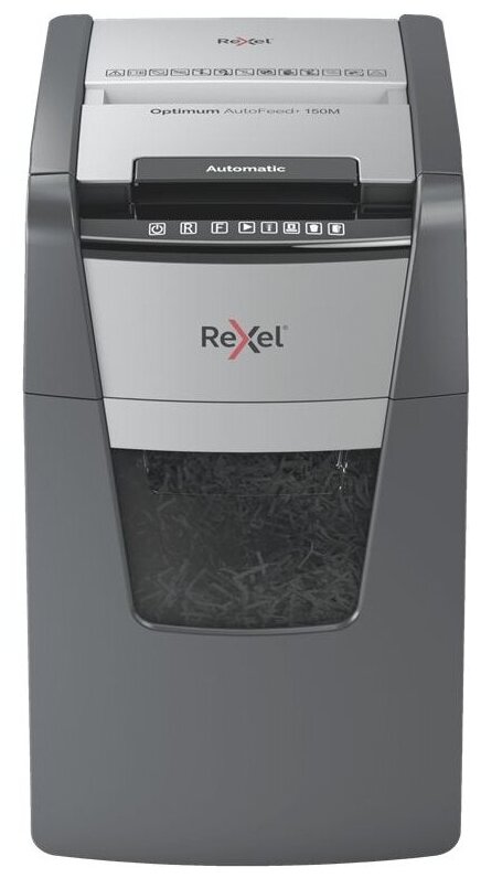 Уничтожитель бумаг REXEL Шредер Rexel Optimum AutoFeed 150M черный (секр. P-5)/фрагменты/150лист./44лтр./скрепки/скобы/пл. карты