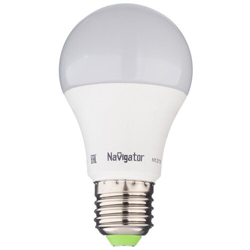 фото Лампа светодиодная navigator 7 вт e27 груша a60 4000к естественный белый свет 12-24 в матовая