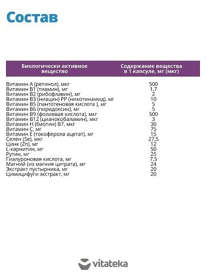 Витаминно-минеральный комплекс VMC для женщин 45+ Vitateka капс. 0,664 гр. 30 шт./упак. - фотография № 4