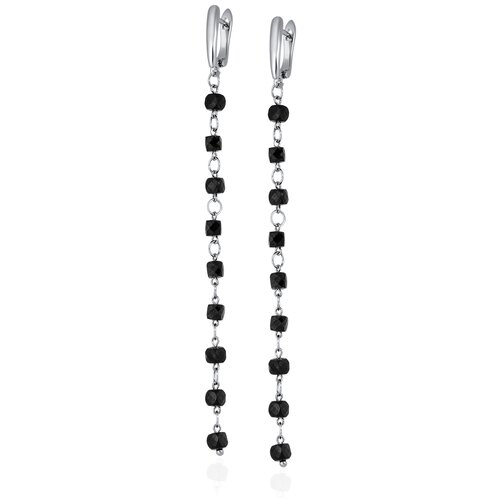 Серьги с подвесками 1/33 EDITION, шпинель, черный, серебряный длинные серьги с натуральными камнями черной шпинелью