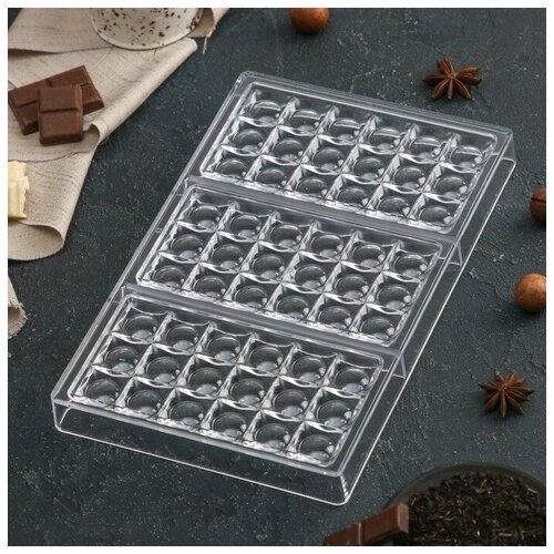 Форма для шоколада KONFINETTA «Поп-ит», 27,5×17,5×2,5 см, 3 ячейки (5,3×7,5×0,8 см)