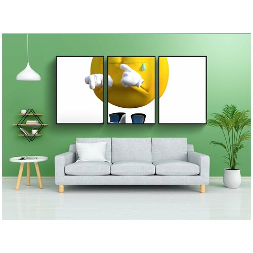 фото Набор модулных постеров для интерьера "смайлики, смайлик, печальный" 60x90 см. в тубусе, без рамки lotsprints