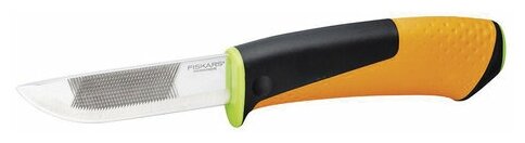 Нож для тяжелых работ с точилкой, FISKARS, трехкомпонентная рукоятка, напильник на лезвии, 1023619 - фотография № 2