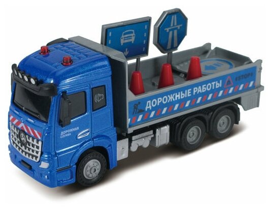 Грузовик с дорожными знаками Funky Toys Die-cast, инерционный механизм, свет, звук, 1:43 61086