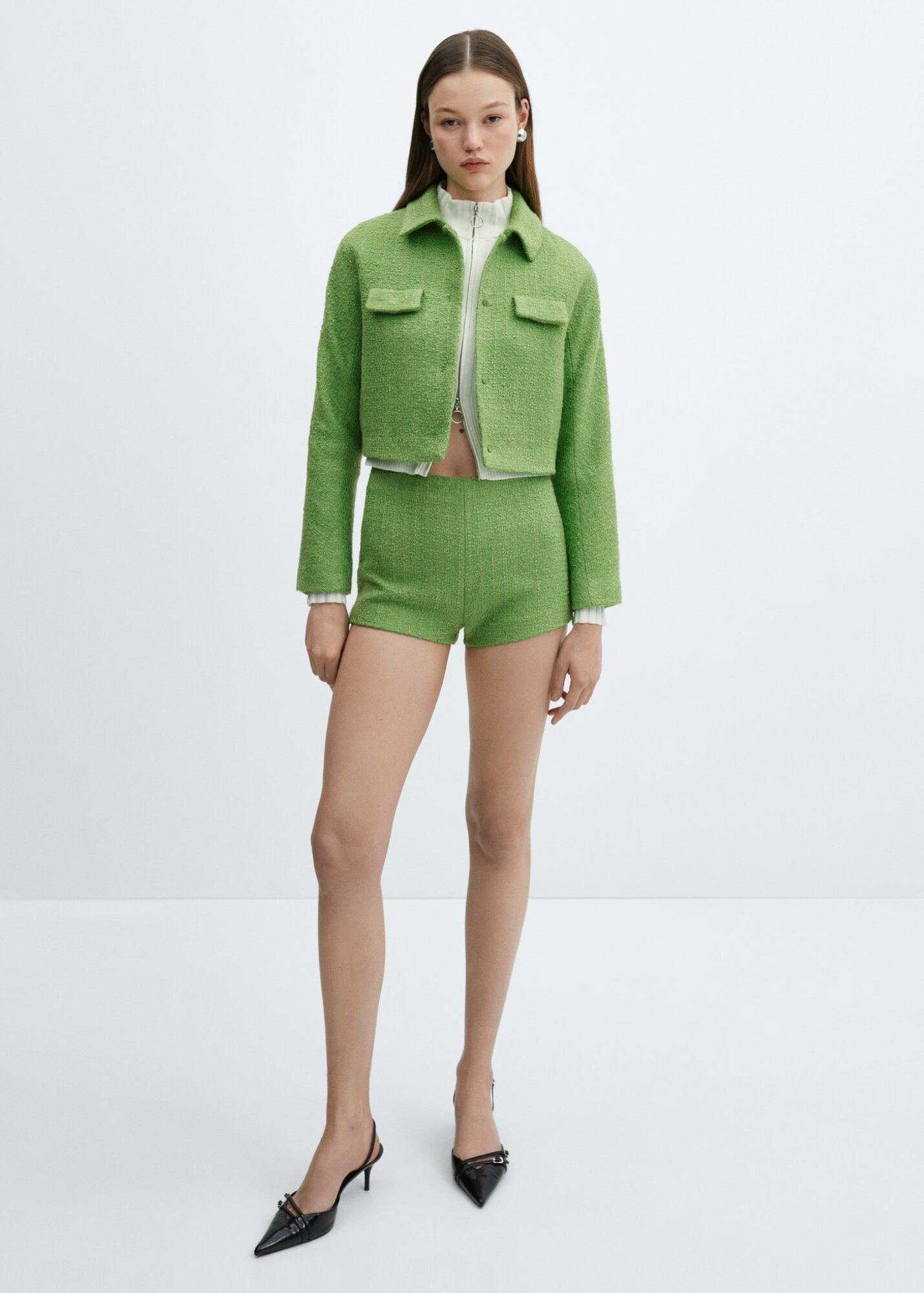 Шорты MANGO, размер 36 EU, зеленый, — фото 1