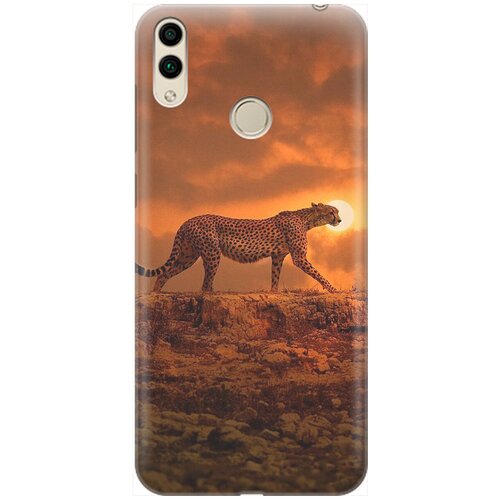 фото Силиконовый чехол на honor 8c / хонор 8с с принтом "закатный гепард" gosso