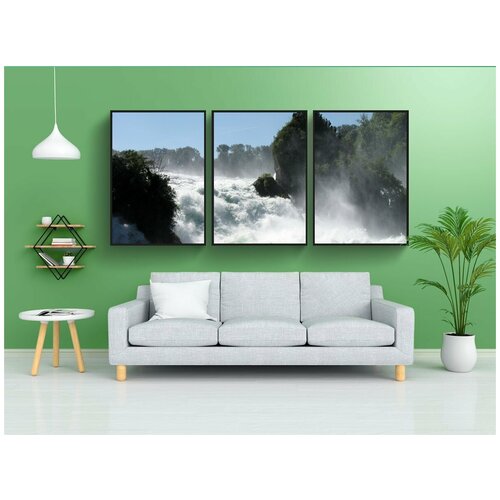 фото Набор модулных постеров для интерьера "schaffhausen, рейнский водопад, швейцария" 60x90 см. в тубусе, без рамки lotsprints