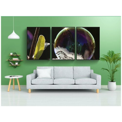 фото Набор модулных постеров для интерьера "мыльный пузырь, свет, отражение" 60x90 см. в тубусе, без рамки lotsprints