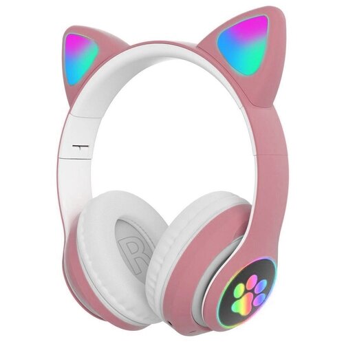 Беспроводные наушники Cat Ear Wireless Bluetooth 5.0 со светящимися кошачьими ушками P33M розовые беспроводные наушники cat ear p33m со светящимися ушками и лапками чёрный