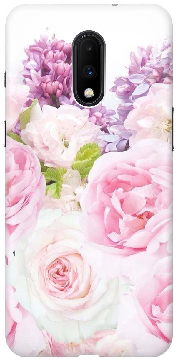GOSSO Ультратонкий силиконовый чехол-накладка для OnePlus 7 с принтом "Розовый букет"