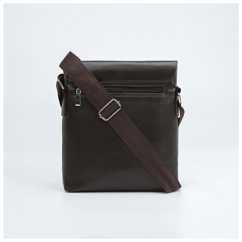 фото Планшет мужской, отдел на молнии, наружный карман, длинный ремень, цвет коричневый textura