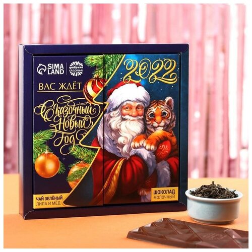 фото Подарочный набор «вас ждёт сказочный новый год»: чай (50 г), молочный шоколад (70 г) 7057260 фабрика счастья