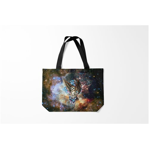 фото Сумка-шоппер / 46х35 см / птицы / совы сова космическая burnettie