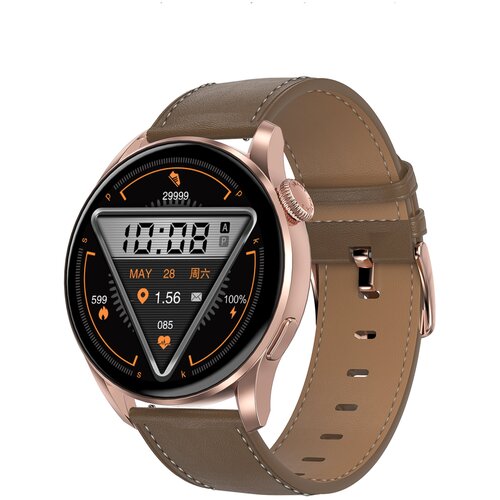 фото Часы smart watch garsline dt3 золотистые (коричневая кожа)