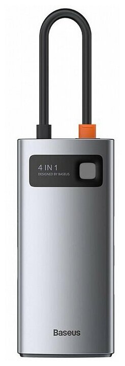ПереходникАдаптер BASEUS Metal Gleam Series 4-in-1 Разветвитель Type-C - USB30 USB20 HDMI PD серый