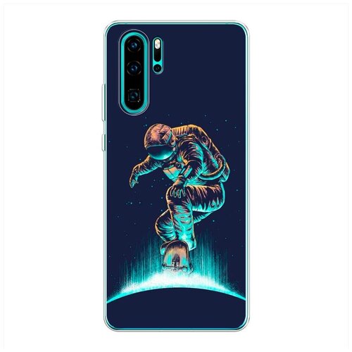 фото Силиконовый чехол "космонавт-скейтер" на huawei p30 pro / хуавей п30 про case place