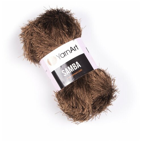 Пряжа для вязания YarnArt Samba (ЯрнАрт Самба) - 5 мотков 2034 коричневый, травка, фантазийная для игрушек 100% полиэстер 150м/100г