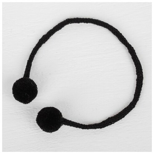 Декоративный элемент на верёвочке 2 шарика, d= 1,5 см, набор 6 шт, цвет чёрный (1шт.)