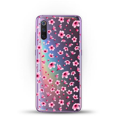 фото Силиконовый чехол цветы розовые на xiaomi mi 9 andy & paul
