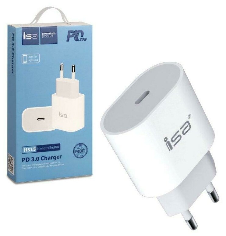 Сетевой адаптер сетевое зарядное устройство для быстрой зарядки USB Type-c Power Delivery 3.0 20 Вт 3А