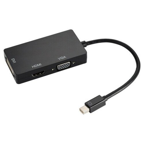 Видео адаптер Orient C310 mini DisplayPort на DVI -HDMI -VGA кабель 0.2 метра, чёрный видео адаптер orient c320 mini displayport на dvi hdmi vga 4kx2k кабель 0 2 метра белый