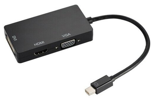 Видео адаптер Orient C310 mini DisplayPort на DVI -HDMI -VGA кабель 0.2 метра, чёрный