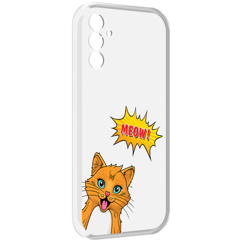 Чехол MyPads кот-мяу детский для Samsung Galaxy M13 задняя-панель-накладка-бампер