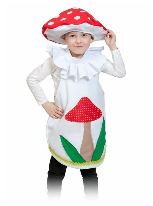 Карнавальный костюм «Гриб мухомор», текстиль, накидка, маска-шапочка, рост 98-122 см