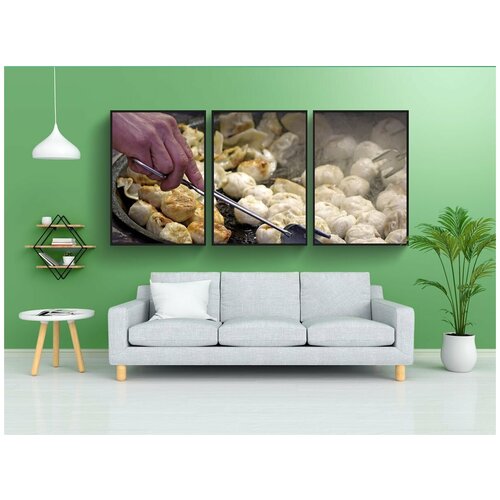 фото Набор модулных постеров для интерьера "пельмени, тесто, начинка" 60x90 см. в тубусе, без рамки lotsprints