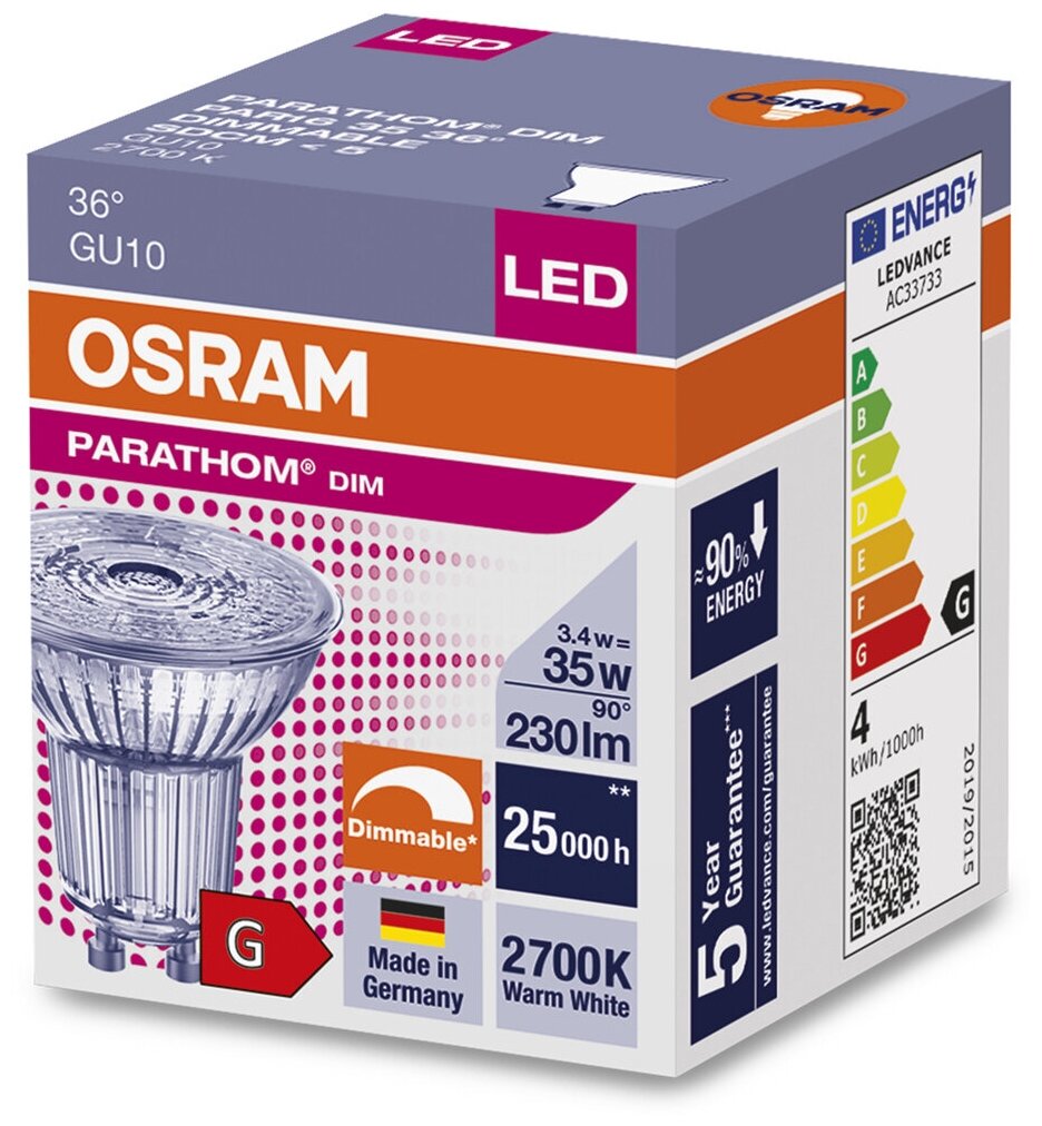 Osram / Ledvance PARATHOM DIM PAR16 35 36° 3.4 W/927 GU10