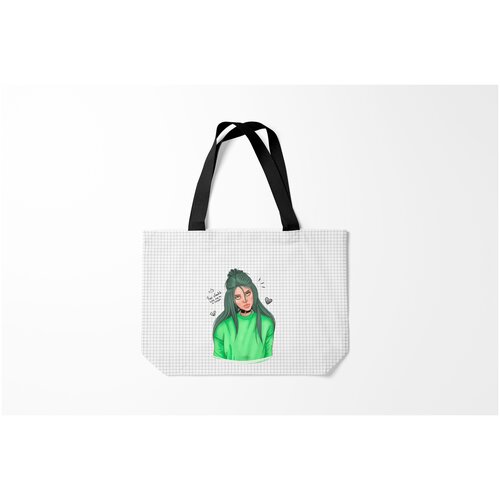 фото Сумка-шоппер / 46х35 см / разная музыка / billie eilish в клеточку билли айлиш burnettie