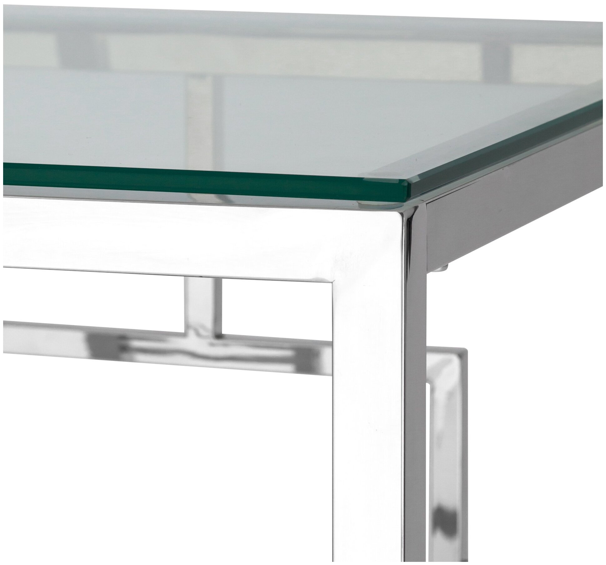 Журнальный столик 55*55 бруклин, прозрачное стекло, сталь серебро Hoff - фото №6