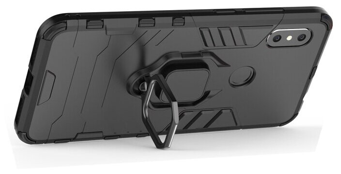Противоударный чехол с кольцом Panther Case для Xiaomi Redmi Note 6 Pro черный