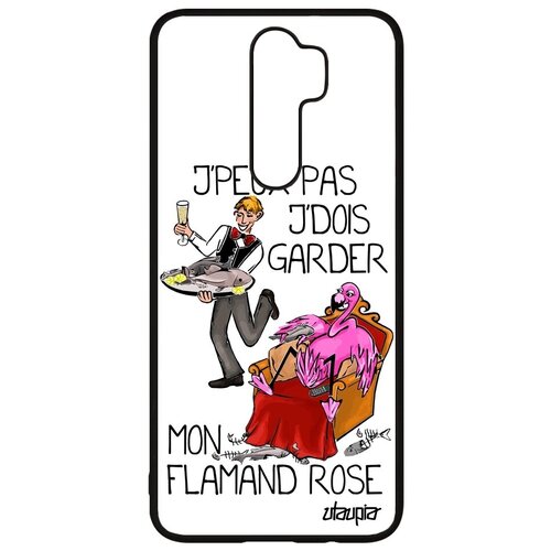 фото Ударопрочный чехол на // xiaomi redmi note 8 pro // "не могу - у меня фламинго!" надпись рисунок, utaupia, белый