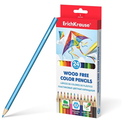 Пластиковые цветные карандаши шестигранные ErichKrause 24 цвета