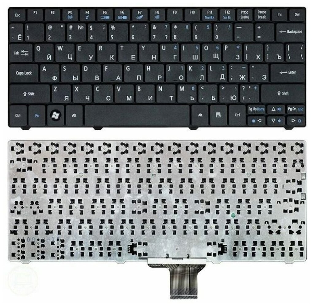 Клавиатура для ноутбука Acer Aspire One 721, 722, 751, 751H, 752, 753, 1410, AS1401, 1551, 1810, AS1810, 1810T, 1830TZ; Travelmate 8172T черная