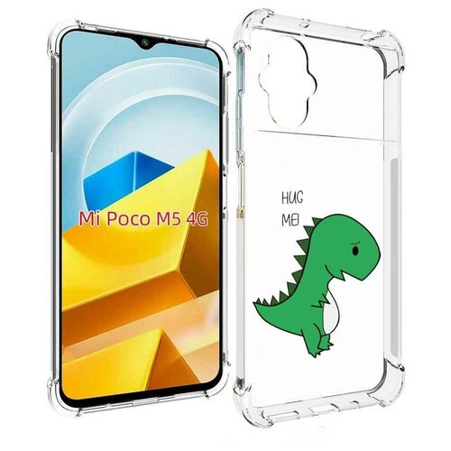 Чехол MyPads динозаврик для Xiaomi Poco M5 задняя-панель-накладка-бампер