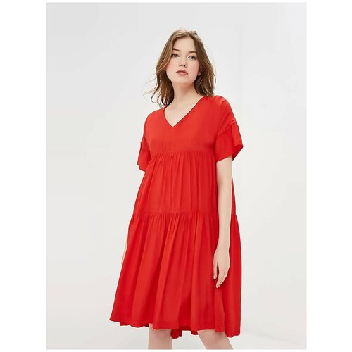 Платье BAON Свободное ярусное платье Baon B459056, размер: XS, красный