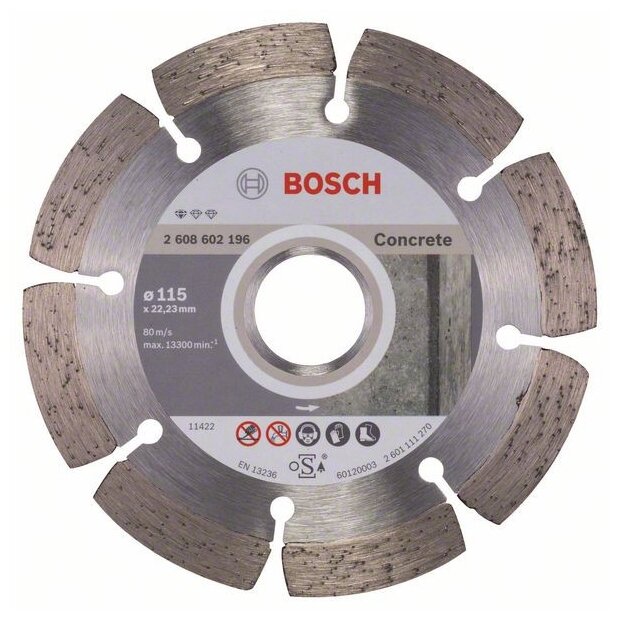 Диск алмазный Bosch 2.608.602.196 Standard for Concrete115-22,23 по бетону