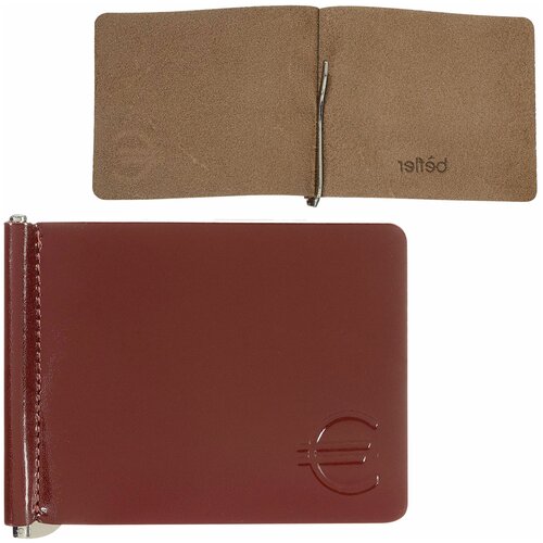 фото Зажим для купюр befler classic, натуральная кожа, тисненение, 105х86 мм, коньяк, z.7.-1