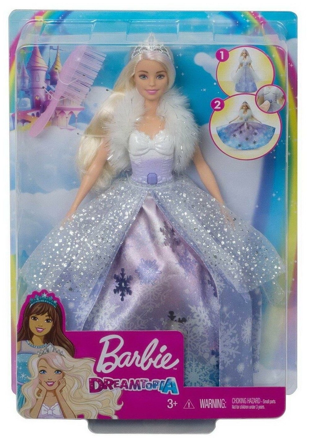 Кукла Mattel Barbie Снежная принцесса с раскрывающимся платьем