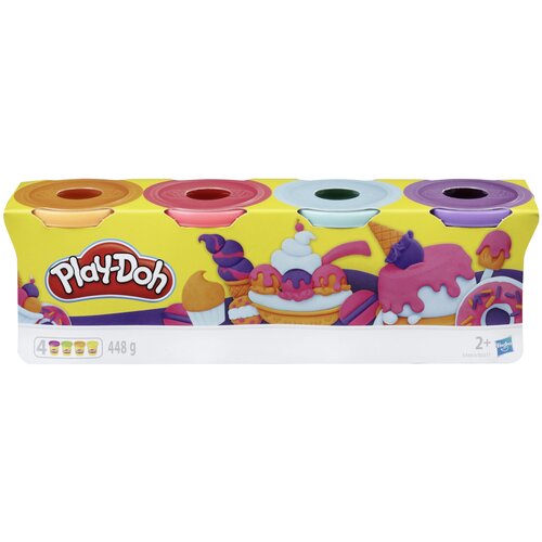 Масса для лепки Play-Doh Набор 4 банки, пастельные цвета, 448 гр (E4869/B5517) 4 цв. масса для лепки play doh набор для обучения дошкольников e2544f02 10 цв